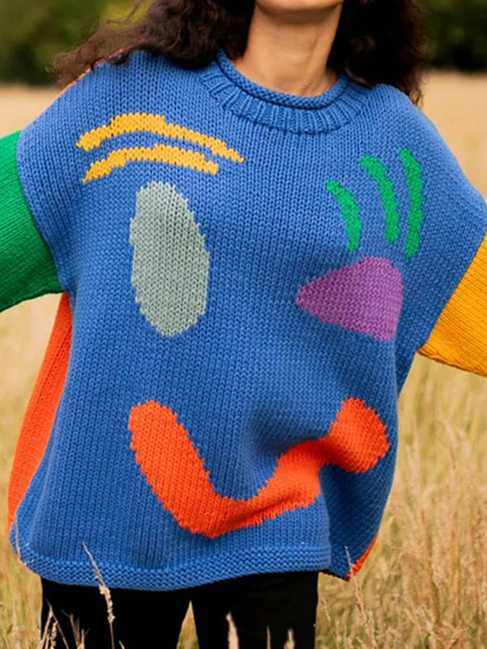 NOUVEAU RICHE Happy Sunday Feel Good Strickpullover für gemütlichen Komfort Blau