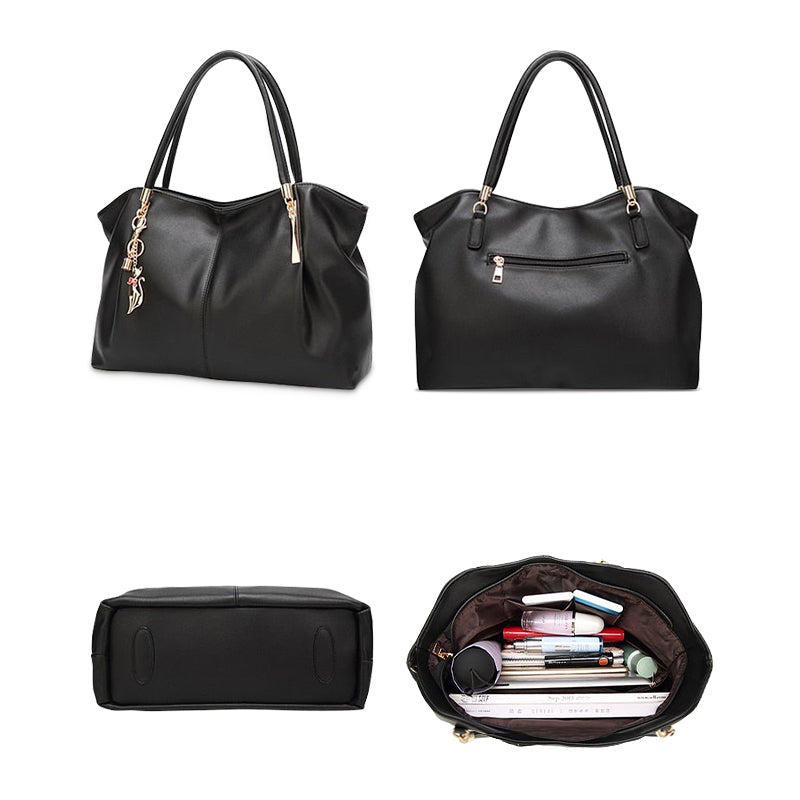 NOUVEAU RICHE Handtasche Aus Hochwertigem Veganem Leder Mit Weichem Innenfutter Und Goldfarbenen Metallelementen