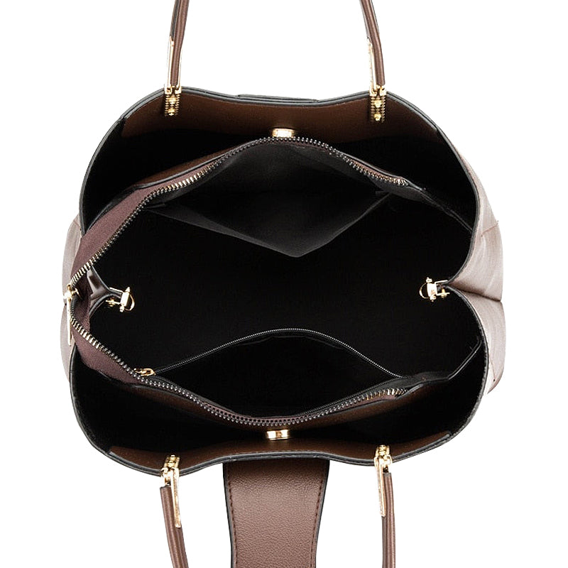 NOUVEAU RICHE Vegane Leder Handtasche Mit Goldfarbenen Metallteilen 31 cm Stilvolles Und Funktionales Accessoire