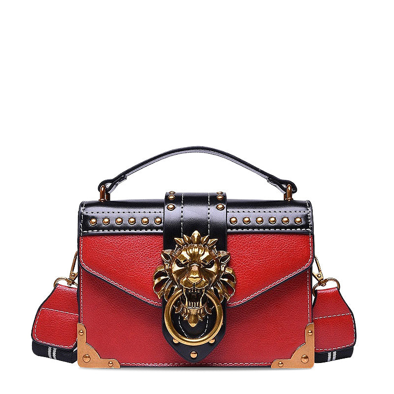 NOUVEAU RICHE Vegan Leder Umhängetasche für Damen mit Weichem Innenfutter und Goldfarbener Hardware Stilvolle und Funktionale Handtasche für Jeden Anlass Rot