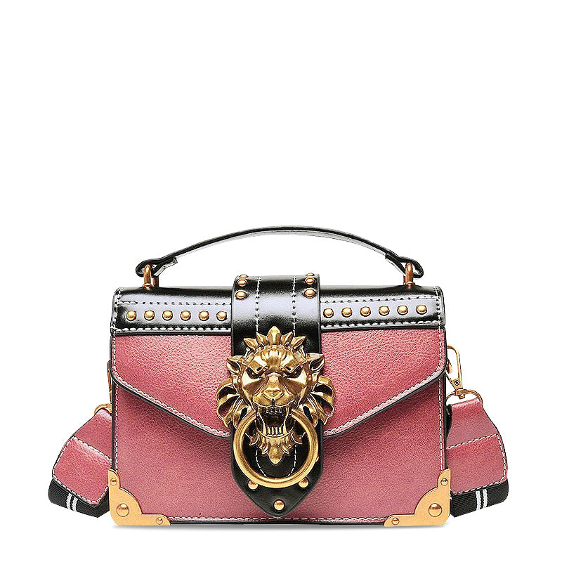 NOUVEAU RICHE Vegan Leder Umhängetasche für Damen mit Weichem Innenfutter und Goldfarbener Hardware Stilvolle und Funktionale Handtasche für Jeden Anlass Braun Rosa