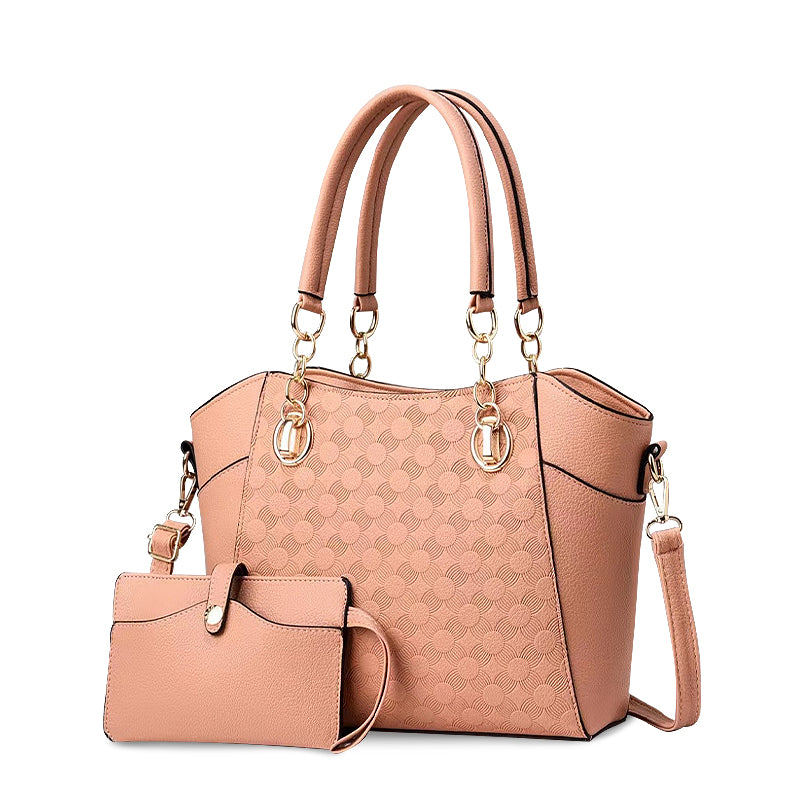 NOUVEAU RICHE Die Andrea Tragetasche Aus Hochwertigem Veganem Leder Mit Weichem Innenfutter Und Goldfarbenen Metallelementen Rosa