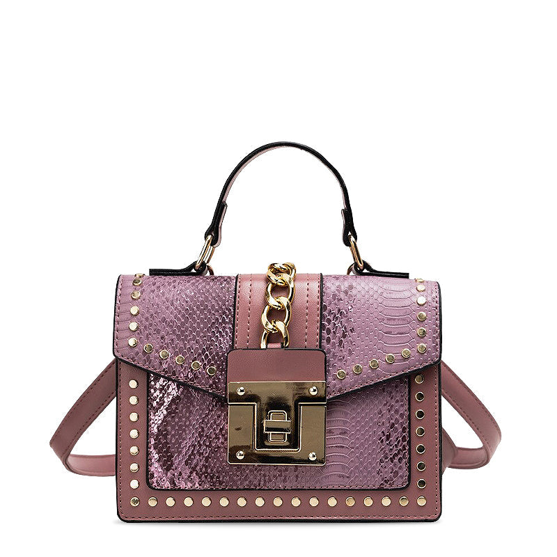 NOUVEAU RICHE Elegante Handtasche Aus Hochwertigem Veganem Leder Mit Weichem Innenfutter Und Goldfarbenen Elementen Für Stilvolle Auftritte Dunkelrosa