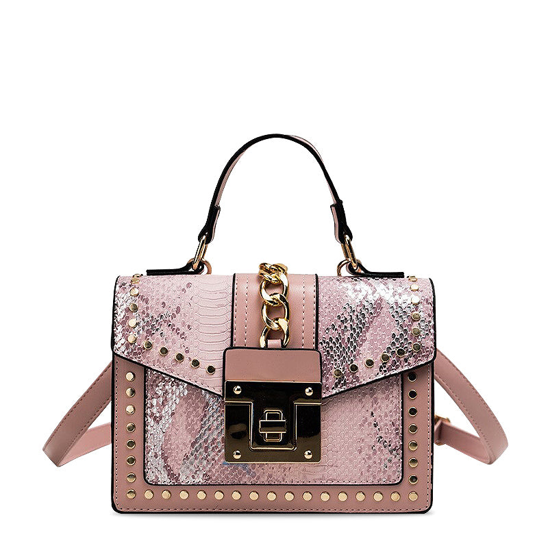 NOUVEAU RICHE Elegante Handtasche Aus Hochwertigem Veganem Leder Mit Weichem Innenfutter Und Goldfarbenen Elementen Für Stilvolle Auftritte Rosa