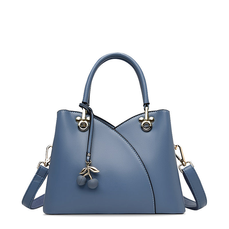 NOUVEAU RICHE Camryn Handtasche Aus Hochwertigem Veganem Leder Mit Goldfarbenen Metallteilen Stylische Und Funktionale Tasche Für Jedes Outfit Blau