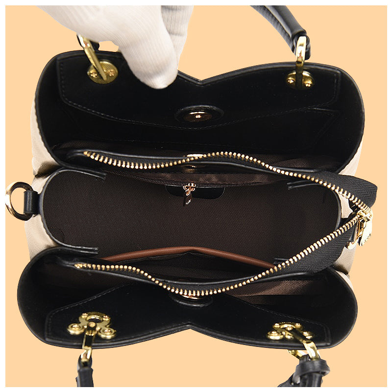 NOUVEAU RICHE Camryn Handtasche Aus Hochwertigem Veganem Leder Mit Goldfarbenen Metallteilen Stylische Und Funktionale Tasche Für Jedes Outfit