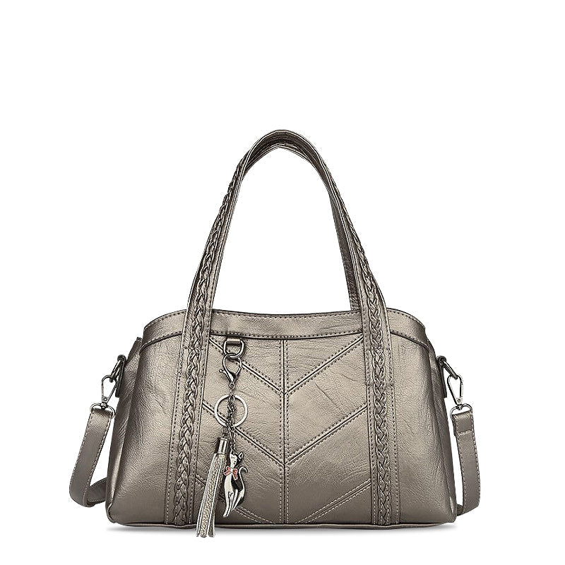 NOUVEAU RICHE Elegante Handtasche Aus Hochwertigem Veganem Leder Mit Silberfarbener Hardware Für Stilvolle Outfits 31 cm Breite Gold
