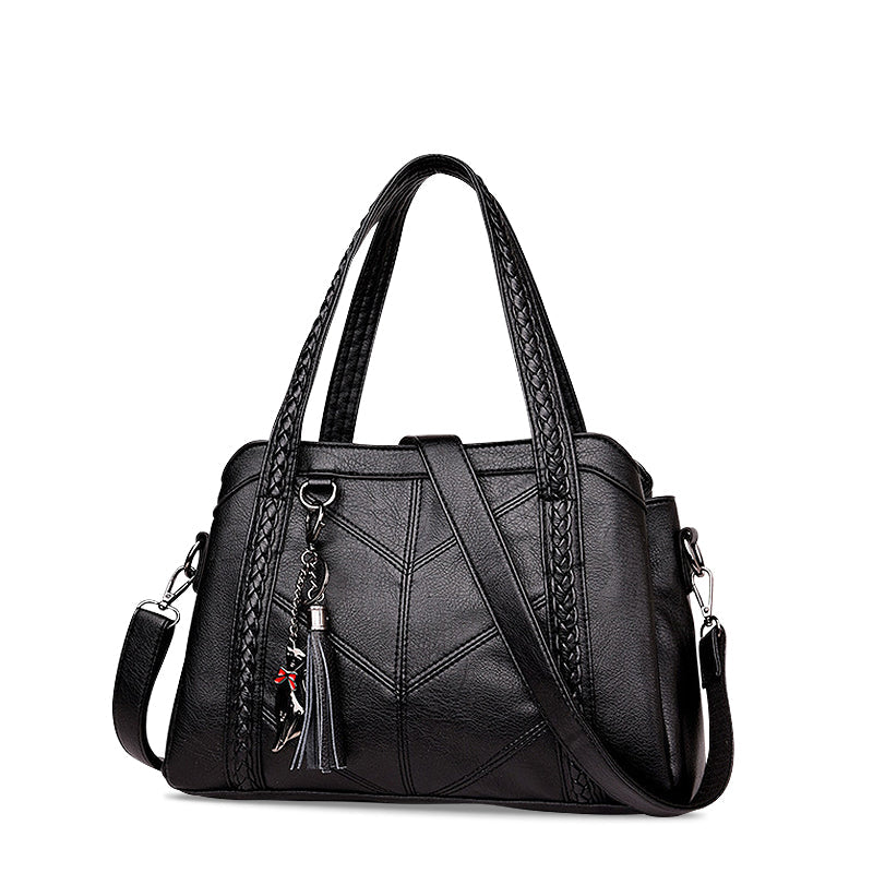 NOUVEAU RICHE Elegante Handtasche Aus Hochwertigem Veganem Leder Mit Silberfarbener Hardware Für Stilvolle Outfits 31 cm Breite