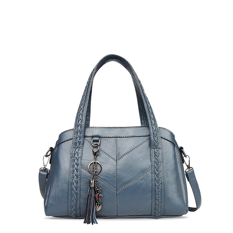 NOUVEAU RICHE Elegante Handtasche Aus Hochwertigem Veganem Leder Mit Silberfarbener Hardware Für Stilvolle Outfits 31 cm Breite Hellblau