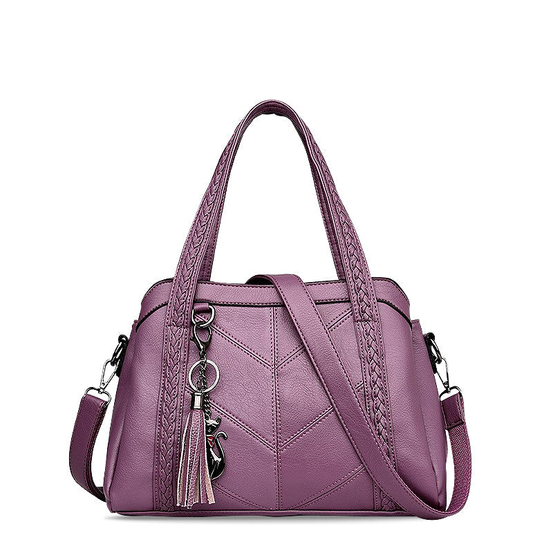 NOUVEAU RICHE Elegante Handtasche Aus Hochwertigem Veganem Leder Mit Silberfarbener Hardware Für Stilvolle Outfits 31 cm Breite Lila