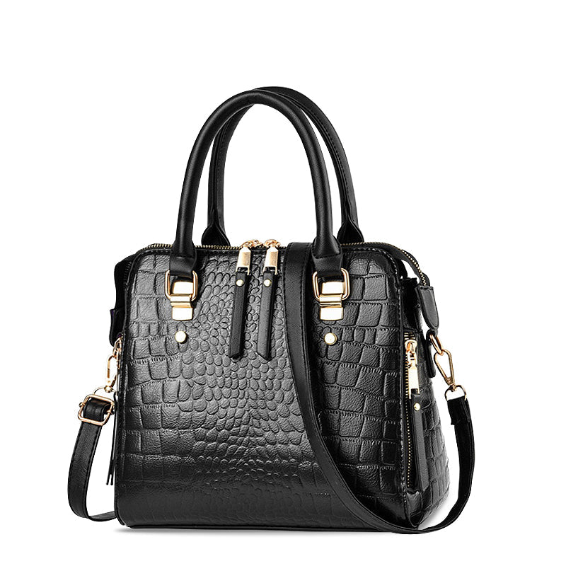 NOUVEAU RICHE Stylische Handtasche Aus 100 Prozent Hochwertigem Veganem Leder Mit Goldfarbenen Metallakzenten Ideal Für Jeden Anlass Schwarz