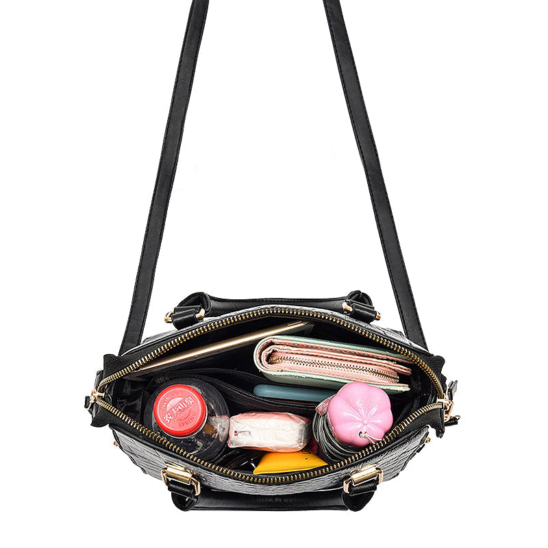 NOUVEAU RICHE Stylische Handtasche Aus 100 Prozent Hochwertigem Veganem Leder Mit Goldfarbenen Metallakzenten Ideal Für Jeden Anlass