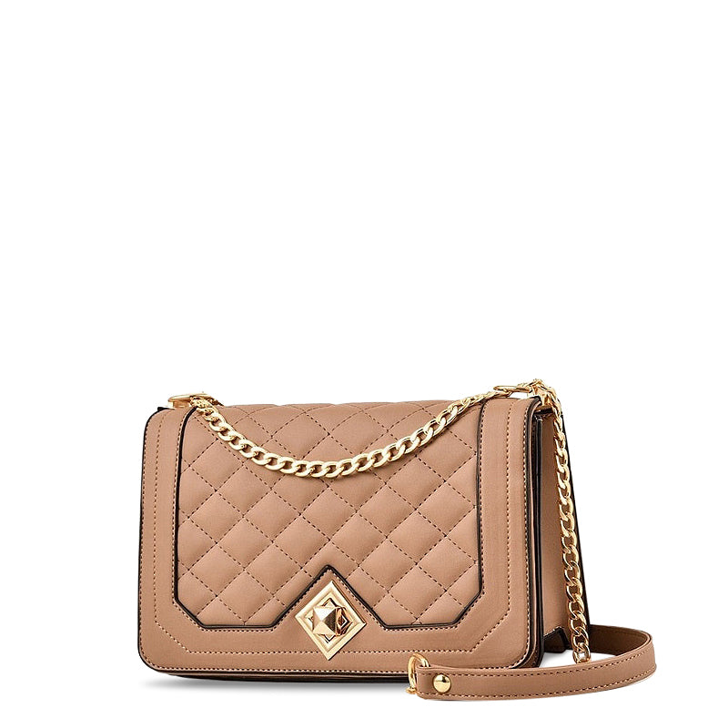 NOUVEAU RICHE Daphne Crossbody Tasche Aus Hochwertigem Veganem Leder Mit Weichem Innenfutter Und Goldfarbener Hardware Braun