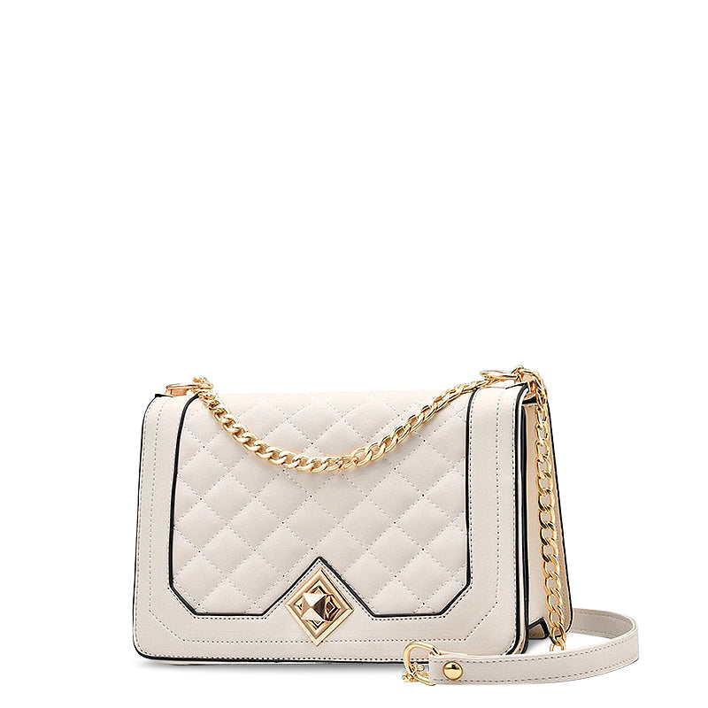 NOUVEAU RICHE Daphne Crossbody Tasche Aus Hochwertigem Veganem Leder Mit Weichem Innenfutter Und Goldfarbener Hardware Weiß