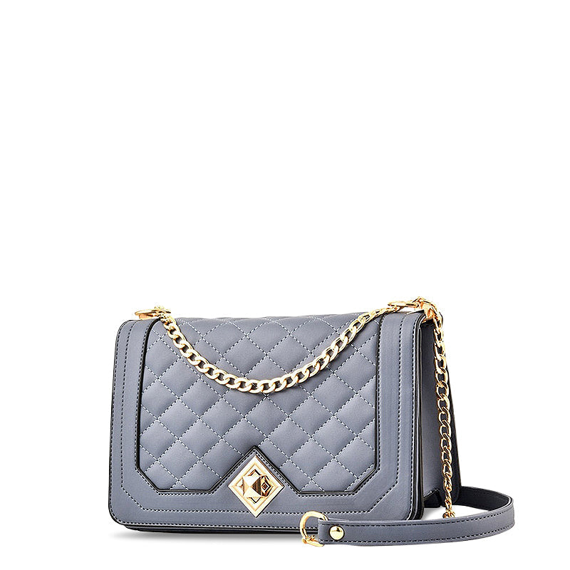 NOUVEAU RICHE Daphne Crossbody Tasche Aus Hochwertigem Veganem Leder Mit Weichem Innenfutter Und Goldfarbener Hardware Grau