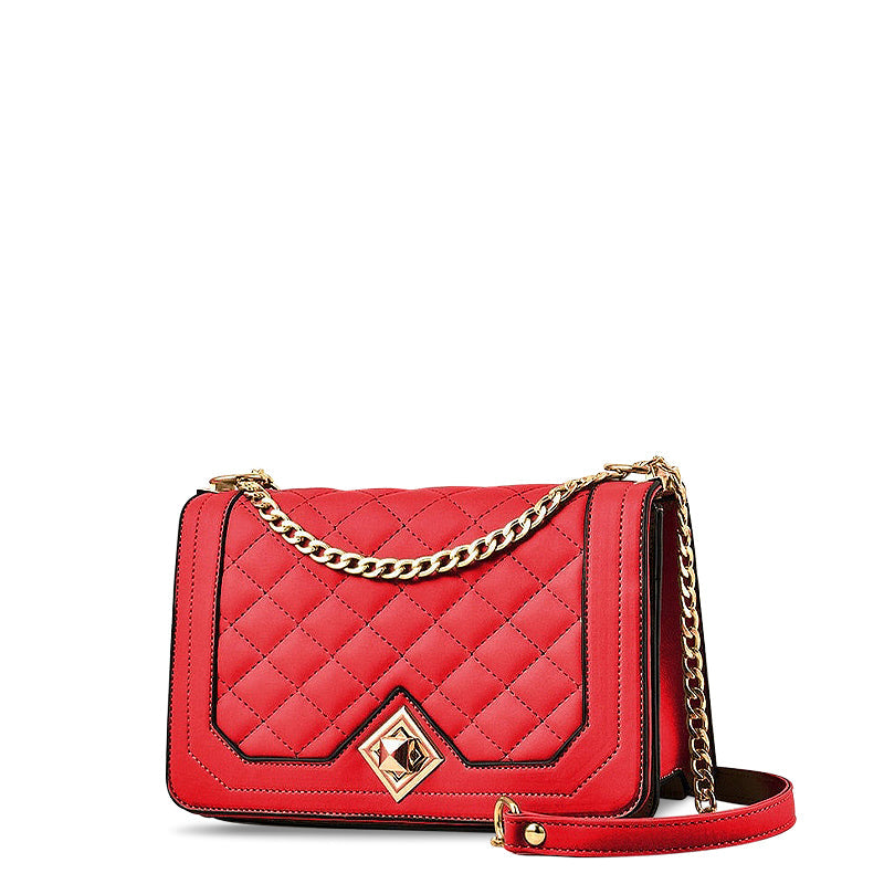 NOUVEAU RICHE Daphne Crossbody Tasche Aus Hochwertigem Veganem Leder Mit Weichem Innenfutter Und Goldfarbener Hardware Rot