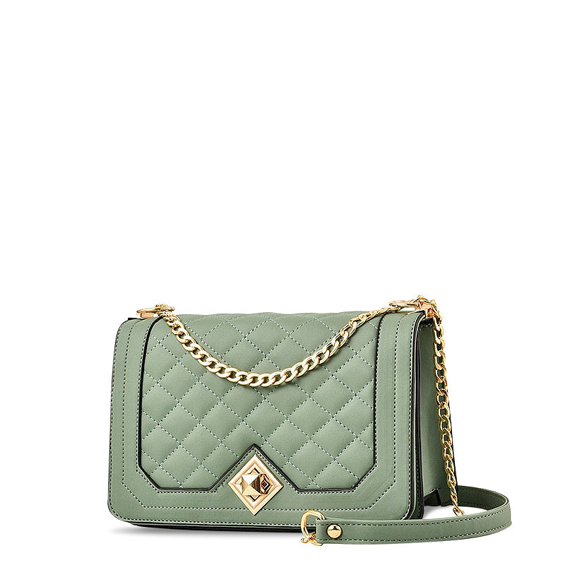 NOUVEAU RICHE Daphne Crossbody Tasche Aus Hochwertigem Veganem Leder Mit Weichem Innenfutter Und Goldfarbener Hardware Grün