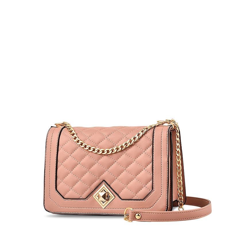 NOUVEAU RICHE Daphne Crossbody Tasche Aus Hochwertigem Veganem Leder Mit Weichem Innenfutter Und Goldfarbener Hardware Rosa