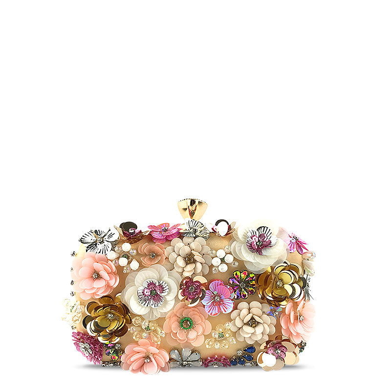 NOUVEAU RICHE Vegane Leder Clutch Tasche mit Weichem Innenfutter und Goldfarbenen Metallteilen für Stilvolle Abendveranstaltungen Gold