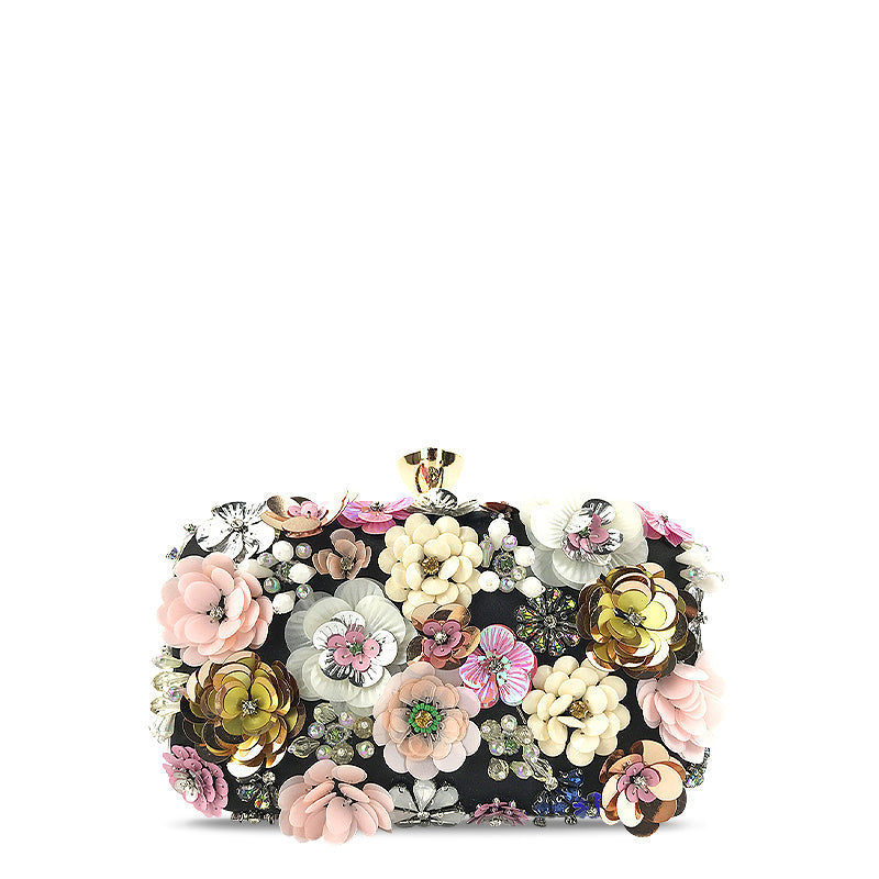 NOUVEAU RICHE Vegane Leder Clutch Tasche mit Weichem Innenfutter und Goldfarbenen Metallteilen für Stilvolle Abendveranstaltungen Schwarz