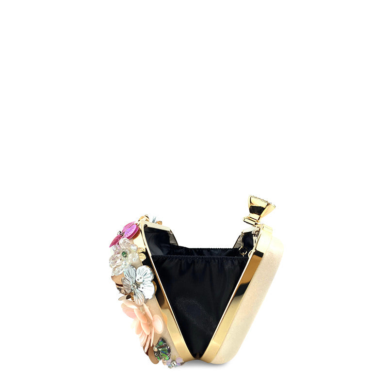NOUVEAU RICHE Vegane Leder Clutch Tasche mit Weichem Innenfutter und Goldfarbenen Metallteilen für Stilvolle Abendveranstaltungen