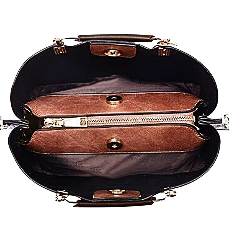 NOUVEAU RICHE Hochwertige Vegane Leder Handtasche Mit Weichem Innenfutter Und Goldfarbenen Metallelementen