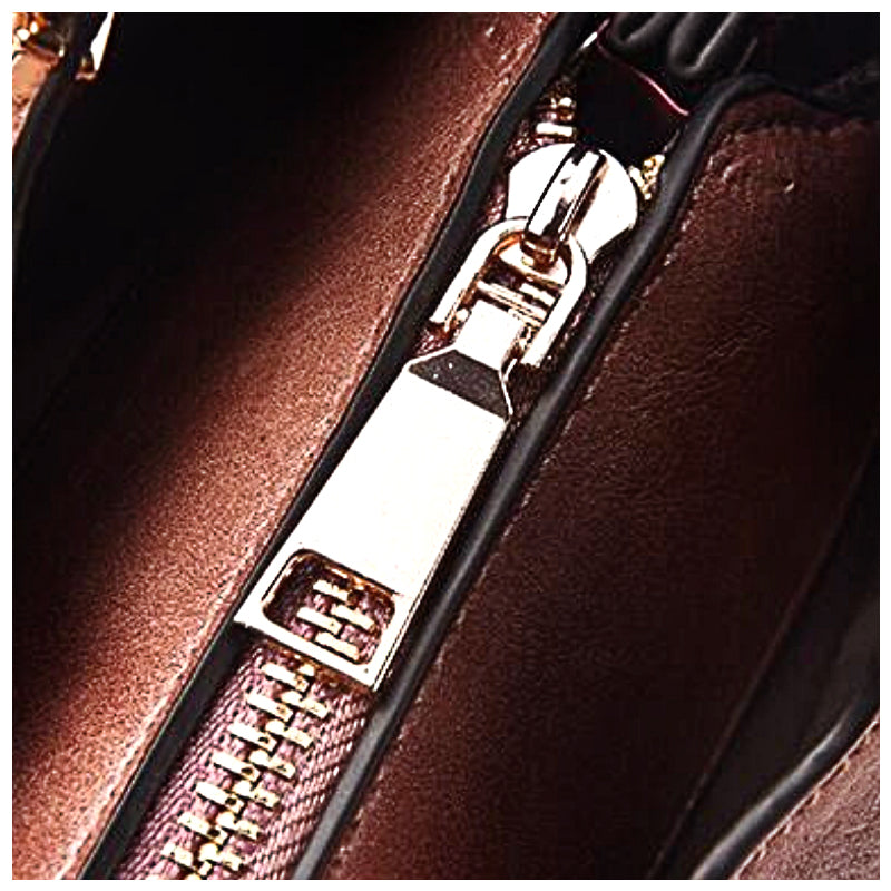 NOUVEAU RICHE Hochwertige Vegane Leder Handtasche Mit Weichem Innenfutter Und Goldfarbenen Metallelementen