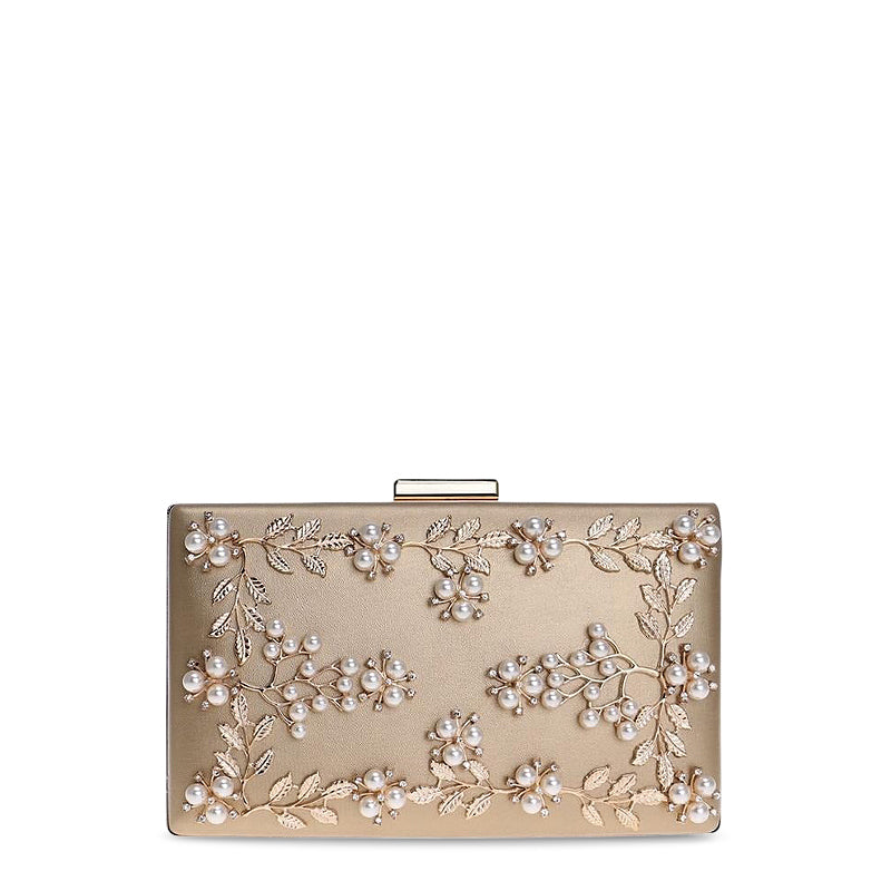 NOUVEAU RICHE Vegan Leder Clutch Tasche Mit Goldfarbenen Metallteilen Weiches Innenfutter Stilvolle Abendtasche Für Frauen 21 cm X 16 cm