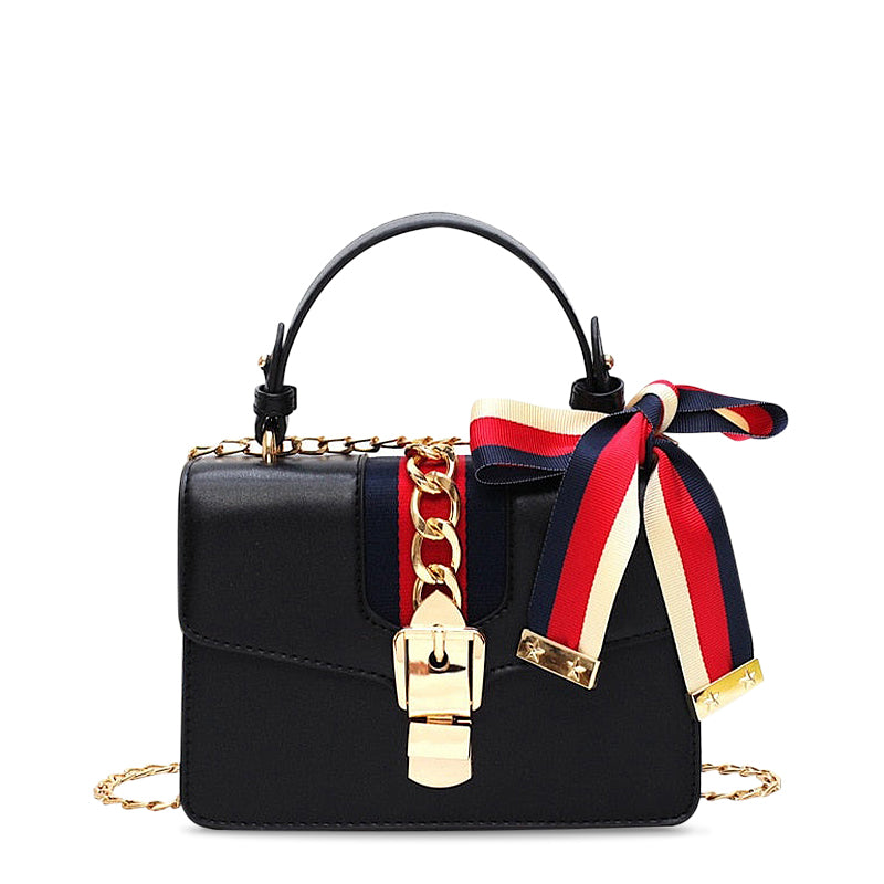 NOUVEAU RICHE Stylische Crossbody Tasche Aus Hochwertigem Veganem Leder Mit Weichem Innenfutter Und Goldfarbenen Metallakzenten Schwarz