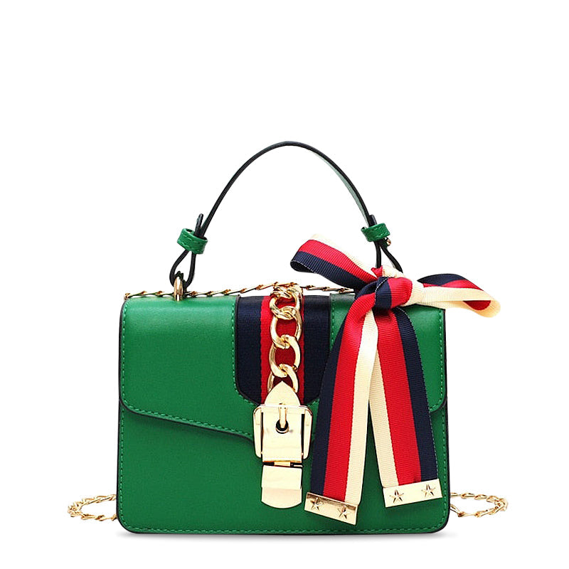 NOUVEAU RICHE Stylische Crossbody Tasche Aus Hochwertigem Veganem Leder Mit Weichem Innenfutter Und Goldfarbenen Metallakzenten Grün
