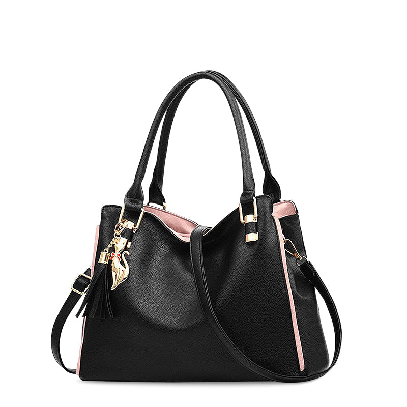 NOUVEAU RICHE Havana Schultertasche Aus Hochwertigem Veganem Leder Mit Weichem Innenfutter Und Goldfarbenen Metallakzenten Schwarz