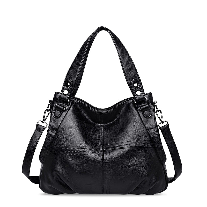NOUVEAU RICHE Vegan Leder Handtasche Schwarz Elegante Umhängetasche Hochwertiges Accessoire für Stil und Funktionalität Schwarz