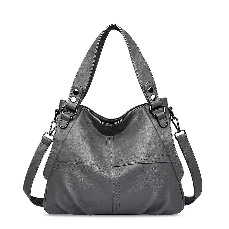 NOUVEAU RICHE Vegan Leder Handtasche Schwarz Elegante Umhängetasche Hochwertiges Accessoire für Stil und Funktionalität Grau