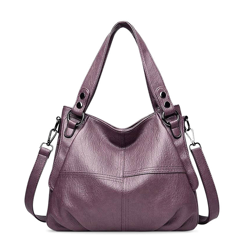 NOUVEAU RICHE Vegan Leder Handtasche Schwarz Elegante Umhängetasche Hochwertiges Accessoire für Stil und Funktionalität Lila