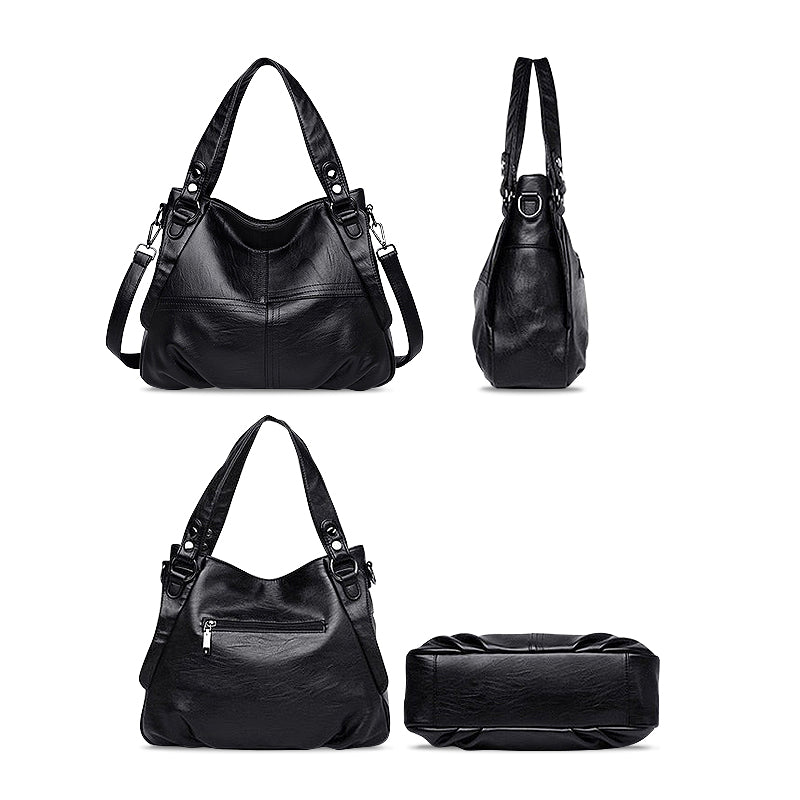 NOUVEAU RICHE Vegan Leder Handtasche Schwarz Elegante Umhängetasche Hochwertiges Accessoire für Stil und Funktionalität