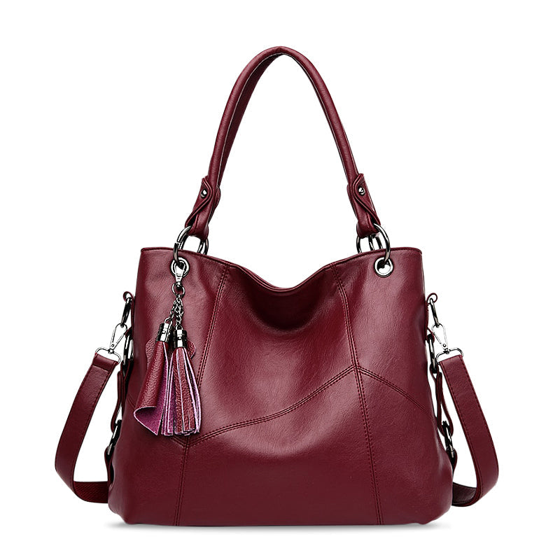 NOUVEAU RICHE Schwarze Handtasche Aus Hochwertigem Veganem Leder Mit Umhängefunktion Stilvoll Und Funktional Für Jeden Anlass Rot