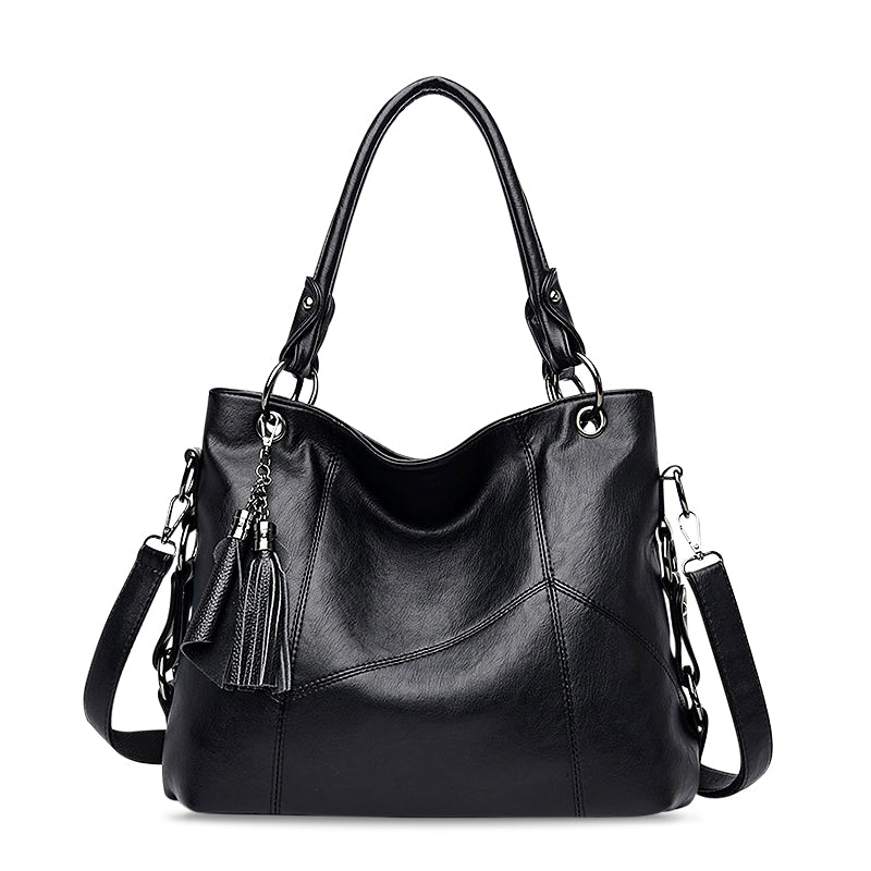 NOUVEAU RICHE Schwarze Handtasche Aus Hochwertigem Veganem Leder Mit Umhängefunktion Stilvoll Und Funktional Für Jeden Anlass Schwarz