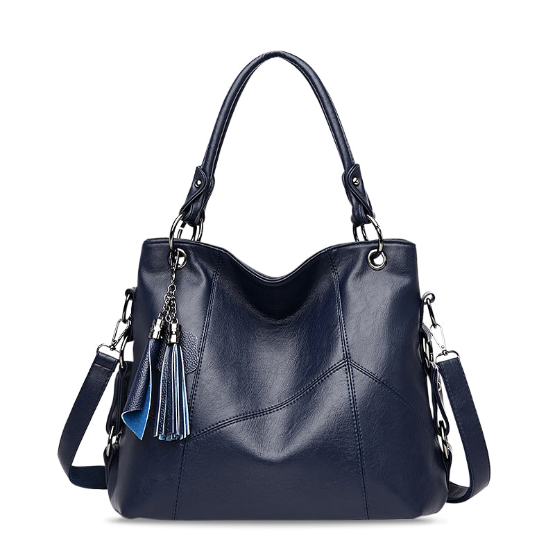 NOUVEAU RICHE Schwarze Handtasche Aus Hochwertigem Veganem Leder Mit Umhängefunktion Stilvoll Und Funktional Für Jeden Anlass Blau