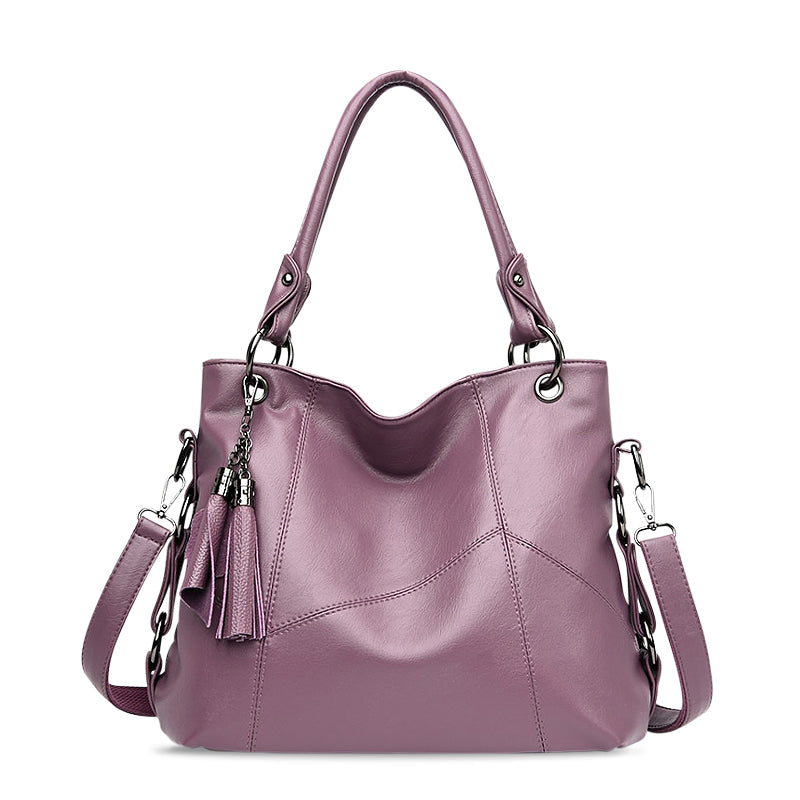 NOUVEAU RICHE Schwarze Handtasche Aus Hochwertigem Veganem Leder Mit Umhängefunktion Stilvoll Und Funktional Für Jeden Anlass Lila