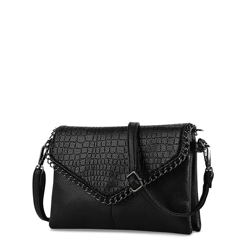 NOUVEAU RICHE Schwarze Vegan Leder Crossbody Bag Mit Weichem Innenfutter Stilvoll Und Funktional Für Jedes Outfit