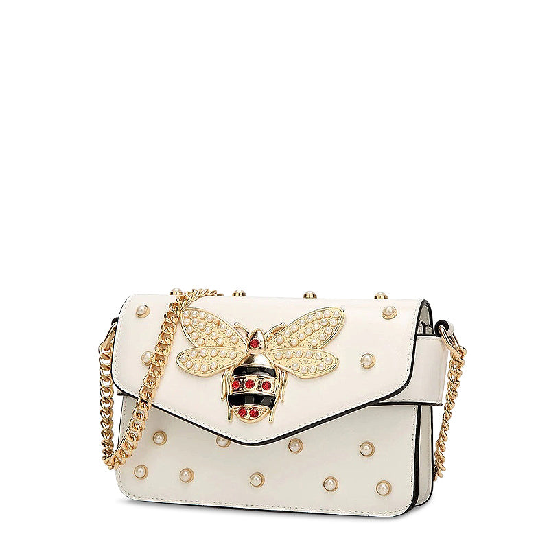 NOUVEAU RICHE Umhängetasche Aus Veganem Leder Mit Goldfarbenen Metallteilen Ideal Für Jeden Anlass 21 cm X 8 Zoll Stilvolle Und Funktionale Handtasche Weiß | 4 noch auf Lager