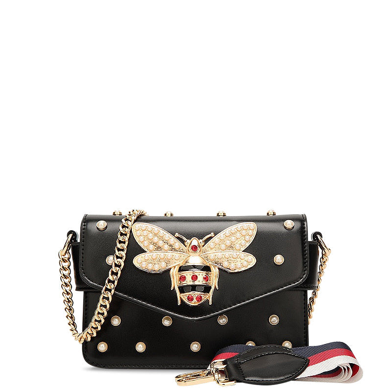NOUVEAU RICHE Umhängetasche Aus Veganem Leder Mit Goldfarbenen Metallteilen Ideal Für Jeden Anlass 21 cm X 8 Zoll Stilvolle Und Funktionale Handtasche Schwarz | 3 noch auf Lager