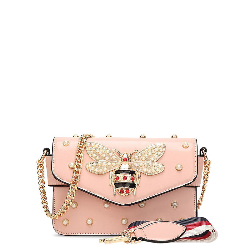 NOUVEAU RICHE Umhängetasche Aus Veganem Leder Mit Goldfarbenen Metallteilen Ideal Für Jeden Anlass 21 cm X 8 Zoll Stilvolle Und Funktionale Handtasche Rosa