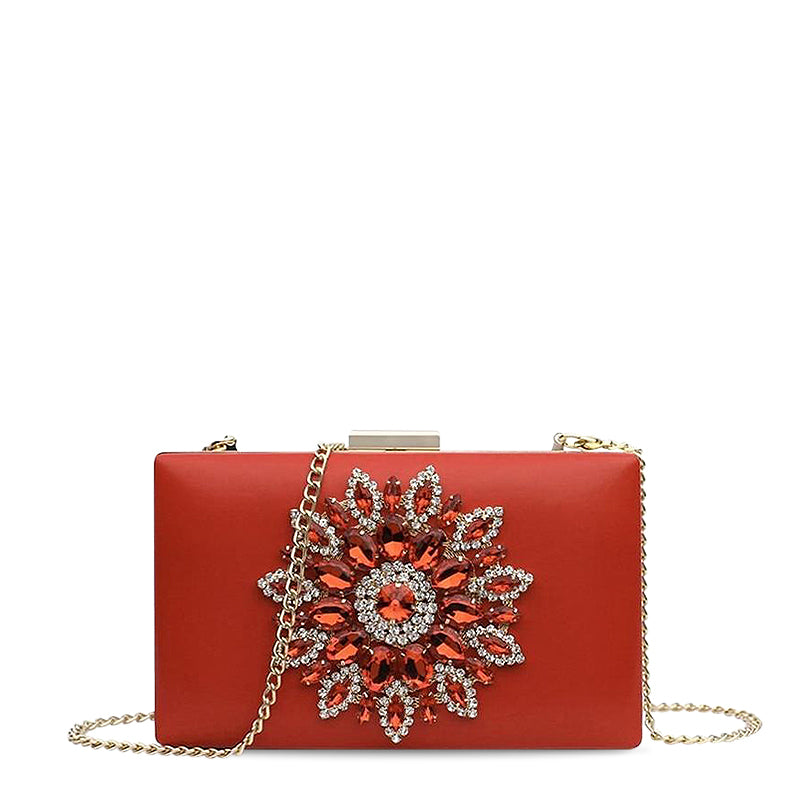 NOUVEAU RICHE Vegane Leder Clutch Tasche Mit Goldfarbenen Metallteilen Und Weichem Innenfutter Ideal Für Elegante Anlässe 21cm X 16cm Rot