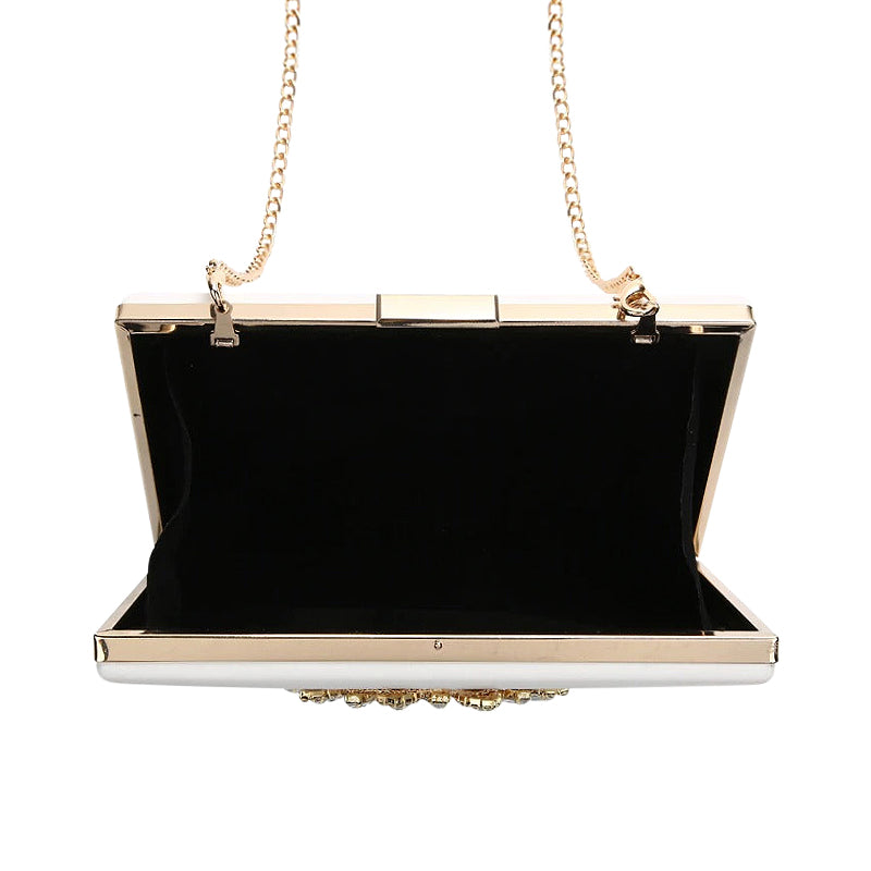 NOUVEAU RICHE Vegane Leder Clutch Tasche Mit Goldfarbenen Metallteilen Und Weichem Innenfutter Ideal Für Elegante Anlässe 21cm X 16cm