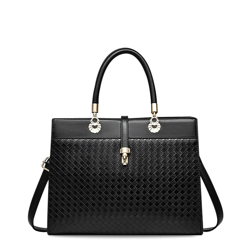 NOUVEAU RICHE Elegante Veganleder Handtasche Mit Goldfarbenen Metallteilen In 30 Zentimetern Breite Für Stilvolle Outfits Schwarz