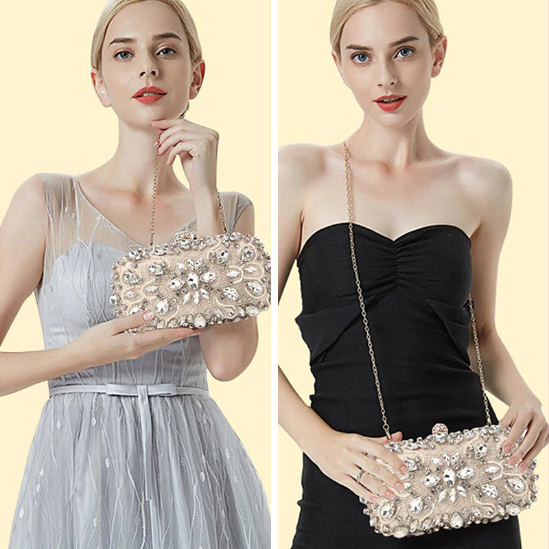 NOUVEAU RICHE Vegan Leder Clutch Tasche Mit Goldfarbenen Metallteilen Und Weichem Innenfutter 19 cm X 9 cm Stilvolles Accessoire Für Jeden Anlass