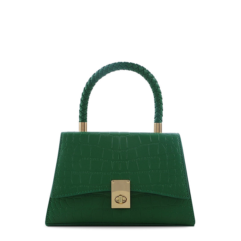 NOUVEAU RICHE Stilvolle Vegan Ledertasche Mit Goldfarbenen Metallteilen Ideal Für Jeden Anlass Grün