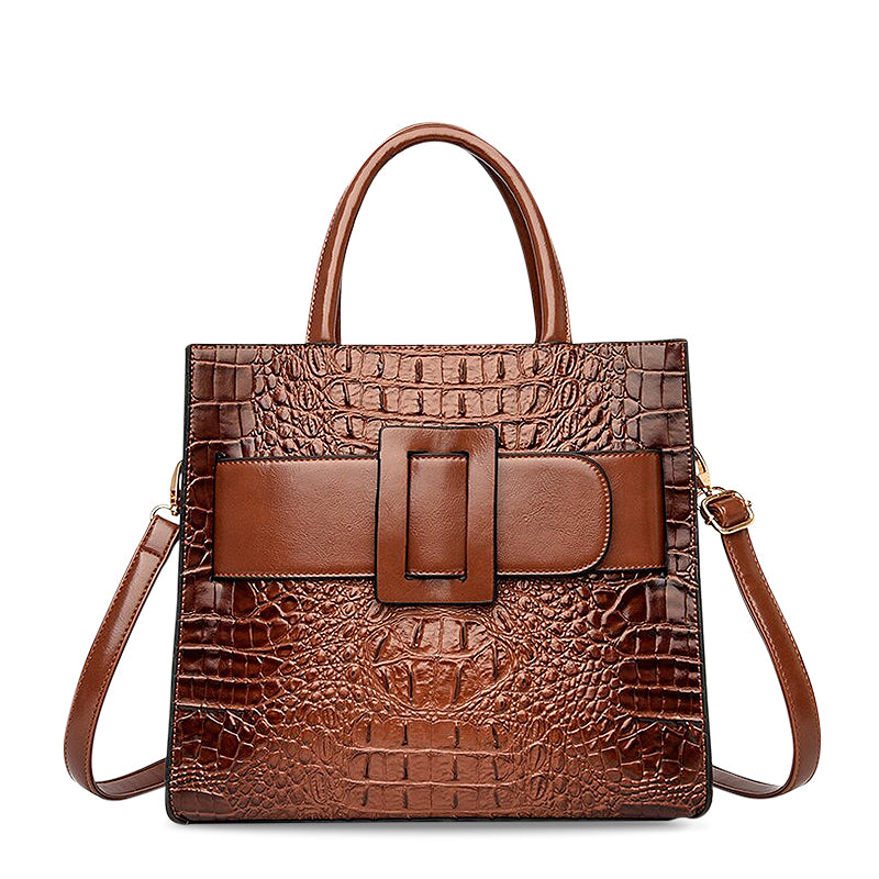 NOUVEAU RICHE Melbourne Handtasche Aus Hochwertigem Veganem Leder Mittelgroße Tragetasche Mit Weichem Innenfutter Ideal Für Stilvolle Outfits Braun | Noch 2 auf Lager
