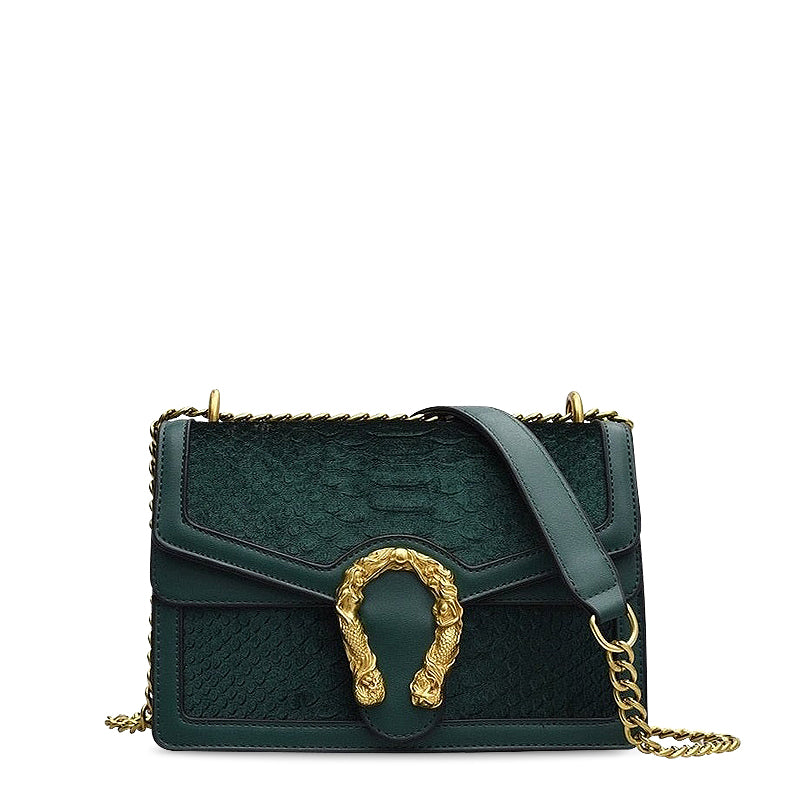NOUVEAU RICHE Stilvolle Crossbody Bag Aus 100 Prozent Hochwertigem Veganem Leder Mit Weichem Innenfutter Und Goldfarbenen Details Grün | 2 noch auf Lager